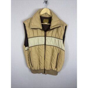 Vintage Olympic Men M Puffer Vest Tan Brown Quilted Ski Vest USA Made 70s